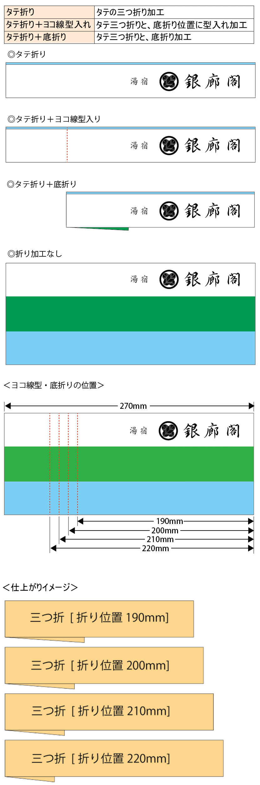 三つ折 折り加工詳細