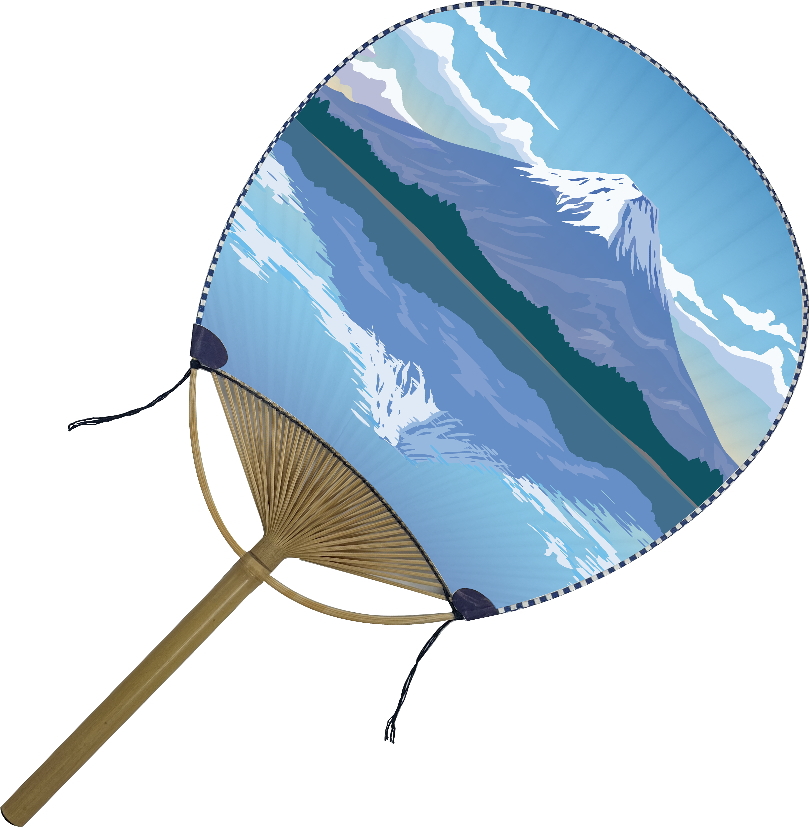 たまご丸柄竹うちわイメージ